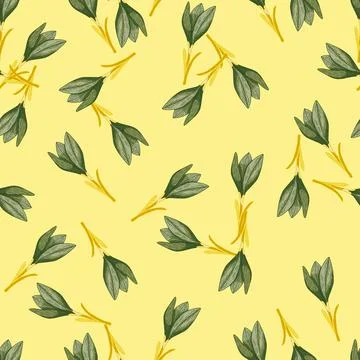 Summer seamless pattern with random outline crcous flowers shapes. Yellow lig イラスト素材