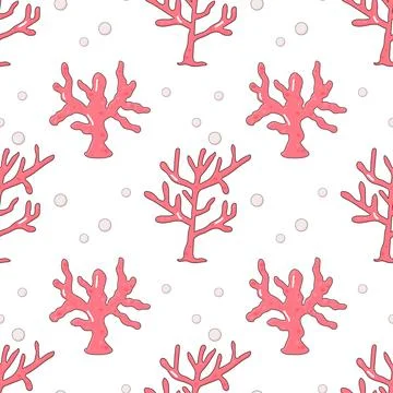 Summer seamless pattern, sea world, cute coral . for fabric or wrapping paper 스톡 일러스트