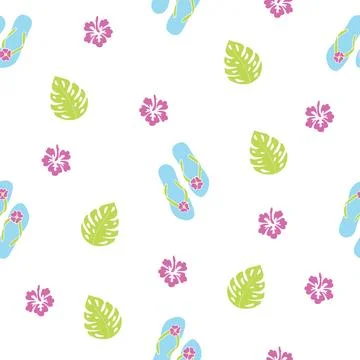 Summer seamless pattern with sleepers and flowers Stock Illustration
