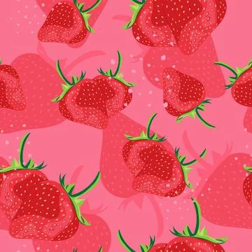Summer seamless pattern with strawberry fruit. Stock Illustration