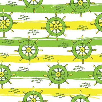 Summer seamless pattern on striped background Stock Illustration