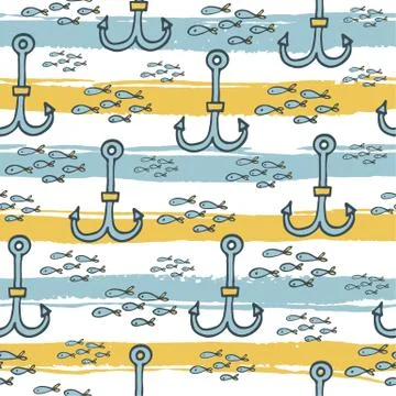 Summer seamless pattern on striped background Illustrazione stock