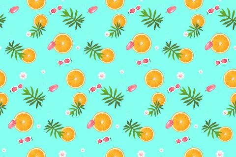 Summer seamless pattern with summer tropical beach vibes Stock Illustration