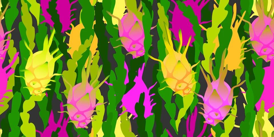Summer seamless pattern with tropical fruit. Vector floral repeatable backdro Stockillustratie