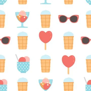 Summer seamless pattern vector and flat design Illustrazione stock