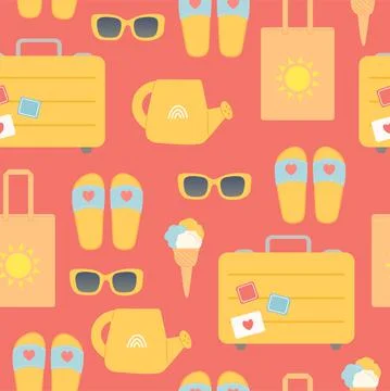 Summer seamless pattern vector and flat design Stock Illustration