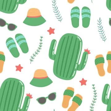 Summer seamless pattern vector and flat design Stock Illustration