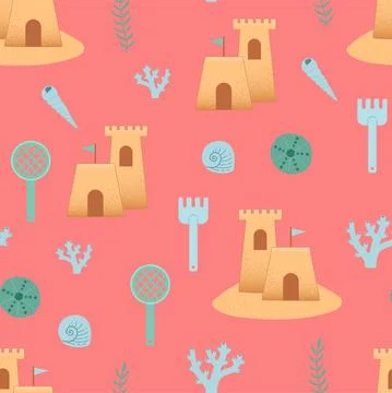 Summer seamless pattern vector and flat design Stock Illustration