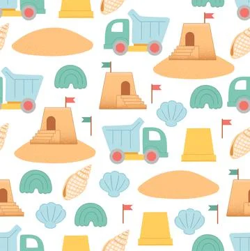 Summer seamless pattern vector and flat design 스톡 일러스트