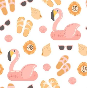 Summer seamless pattern vector and flat design Stock Illustration