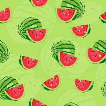 Summer seamless pattern with watermelon fruit. Stock Illustration