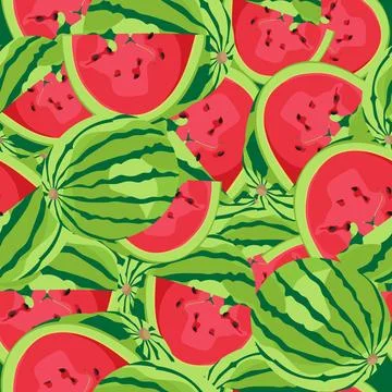 Summer seamless pattern with watermelon fruit. Stock-Illustration