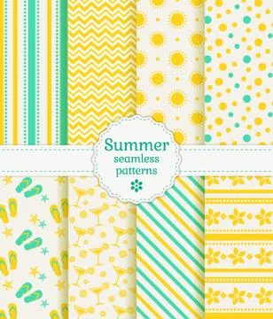Summer seamless patterns. Vector collection. イラスト素材