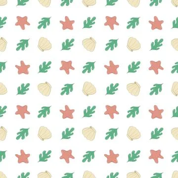 Summer seamless sea element, seashell, starfish template for textile Stock Illustration