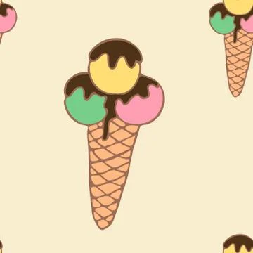 Summer Seamless Vector Pattern Ice Creams6 Stock Illustration