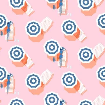 Summer seamless vector pattern. Vintage colors riviera beach top view. 스톡 일러스트