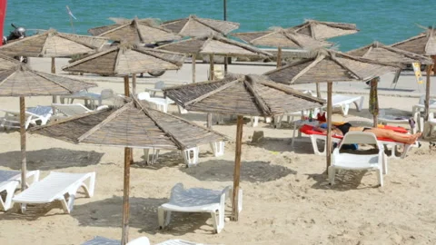 Summer seaside beach view 库存影片 96354032