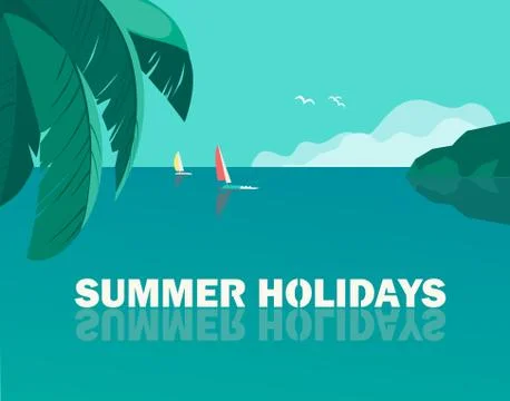 Summer seaside holidays vector poster template Illustrazione stock