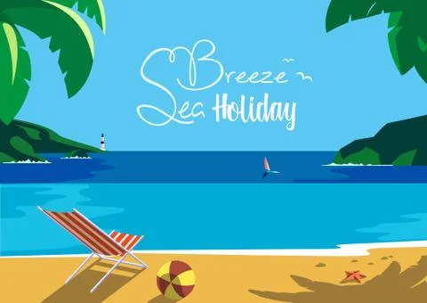 Summer seaside landscape Stock Illustration