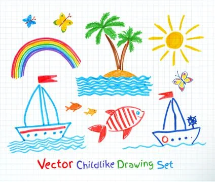 Summer seaside set Stock Illustration
