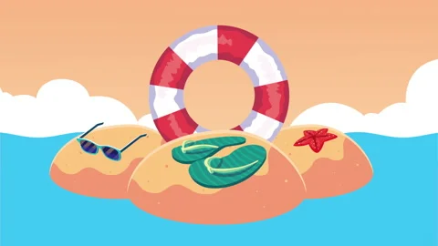 Summer season on the island with float Stock Footage 155378986