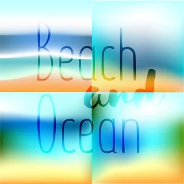 Summer set background gradient mesh beach and ocean. Background for travel .. Stock Illustration