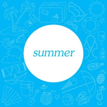 Summer set for beach. Stock Illustration