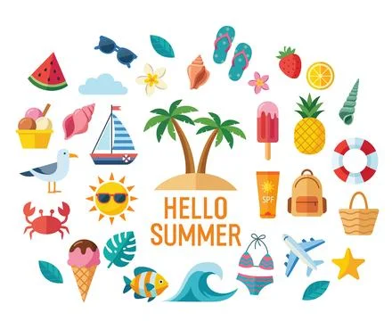 Summer set collection. Beach vector illustration Stock Illustration