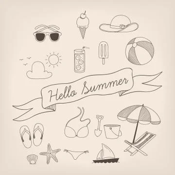 Summer set Stock Illustration