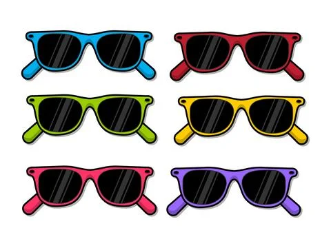 Summer set. Multicolored sunglasses. Vector clipart. Vector illustration Stock Illustration