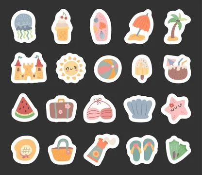 Summer set in scandinavian style Illustrazione stock
