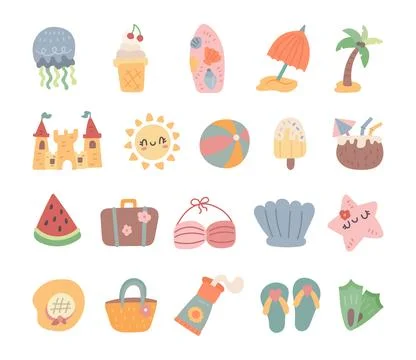 Summer set in scandinavian style Illustrazione stock