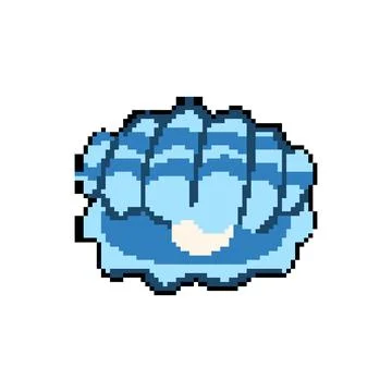 Summer shell pearl pixel art vector illustration Stock Illustration