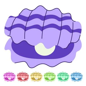 Summer shell pearl vector cartoon graphic イラスト素材
