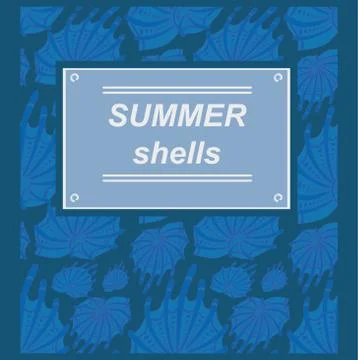 Summer shells - background with frame Stock Illustration
