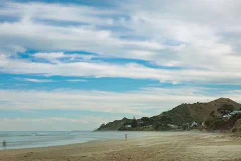 Summer SHore Line Time Lapse Wainui Beach - Gisborne, New Zealand Stock Footage 148241477