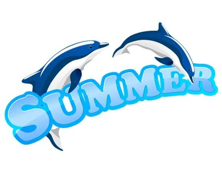 Summer sign with dolphins Stock Illustration