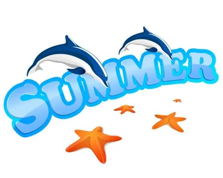 Summer sign with dolphins Stock Illustration