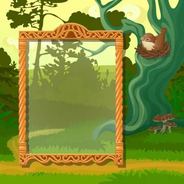 Summer sketch with space for your text on the background of trees in the Park Stock Illustration