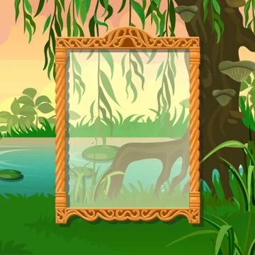 Summer sketch with space for your text on the background of trees in the Park Stock Illustration