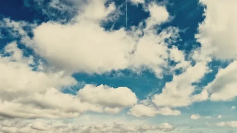 Summer Sky Blue White Clouds Background Stock Footage 339972440