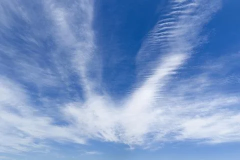 Summer sky with cloudscape clouds. Blue sky contains white clouds. Sunny sky  Stock Photos