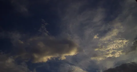 Summer sky with impressionistic cloudscape in the early evening. Stock Footage 344878088