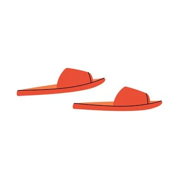 Summer slide sandals. Comfortable beach slippers with flat sole Stock Illustration