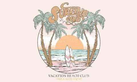 Summer slogan vector design. Beach club artwork. Stock Illustration