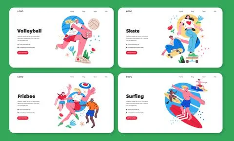 Summer Sports Activities. Flat Vector Illustration Stock Illustration