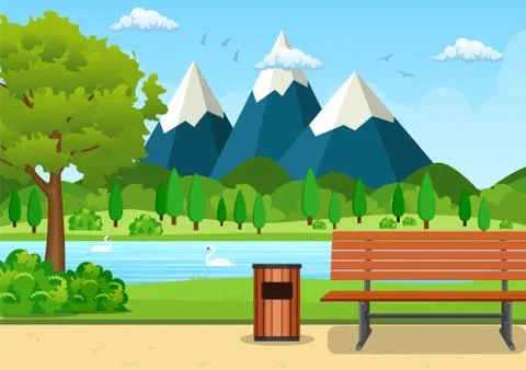 Summer, spring day park Ilustración de archivo