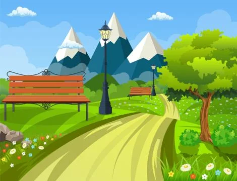 Summer, spring day park Illustrazione stock