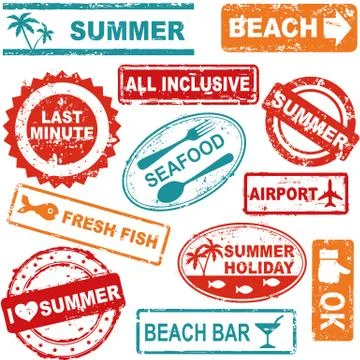 Summer stamps Illustrazione stock