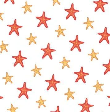 Summer starfish animals pattern background Illustrazione stock
